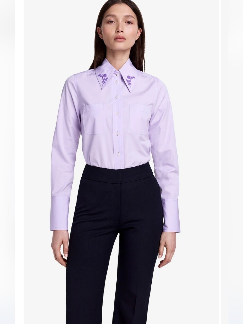 Smythe Embroidered Point Collar Shirt in Lilac Size XS/TP NWOT